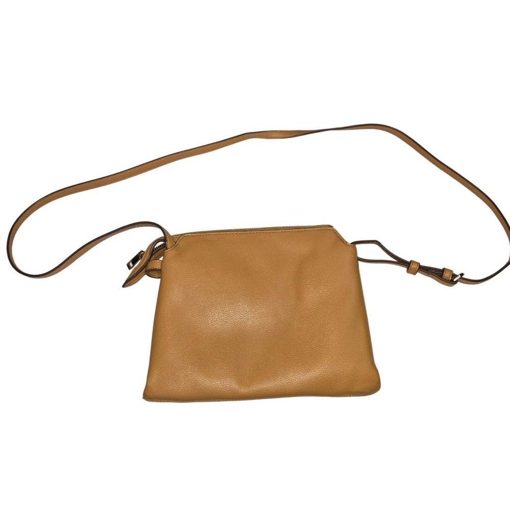 A New Day Tan Faux Leather Crossbody Bag Small Zip Organizer Camel - Picture 11 of 11